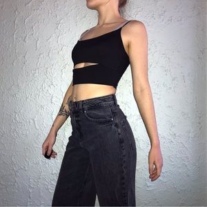 WINDSOR Black UnderBreast Cut Out Crop Top